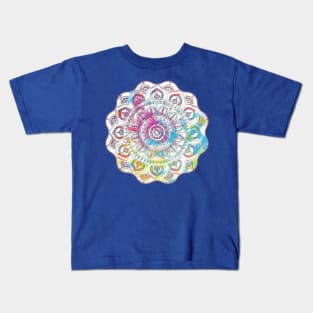 Digital Fluid Art Design - from Original Flip Cup Technique - Pastel Blue Mandala Kids T-Shirt